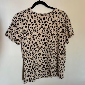 JCrew cotton leopard print tee with button closure at the back - size S
